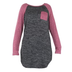 Hello Mello S Long Sleeve Women's Round Neck Gray/Pink Sleep Shirt