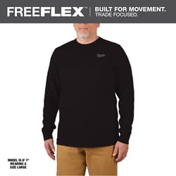 Milwaukee XXL Long Sleeve Men's Round Neck Black Hybrid Work Tee Shirt