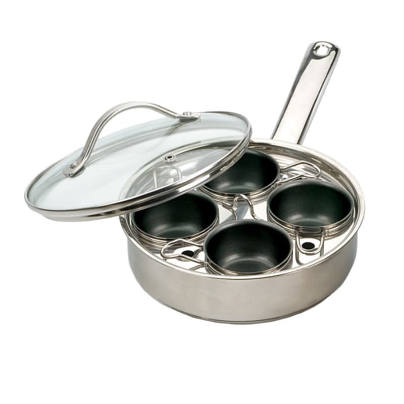 RSVP International Endurance Silver Stainless Steel Egg Poacher Set 4 each Sansujyuku sansujyuku.com