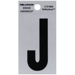 HILLMAN 2 in. Reflective Black Vinyl  Self-Adhesive Letter J 1 pc