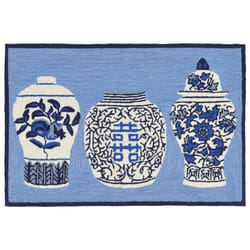 Liora Manne Frontporch 1.67 ft. W X 2.5 ft. L Blue Traditional Polyester Accent Rug