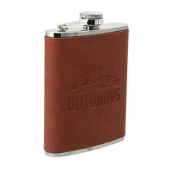 Pavilion Man Out 8 oz Brown/Silver Leather/Stainless Steel Flask