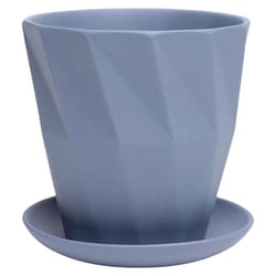 Chive Virago 5 in. D Ceramic Shape G Flower Pot Blue Grey