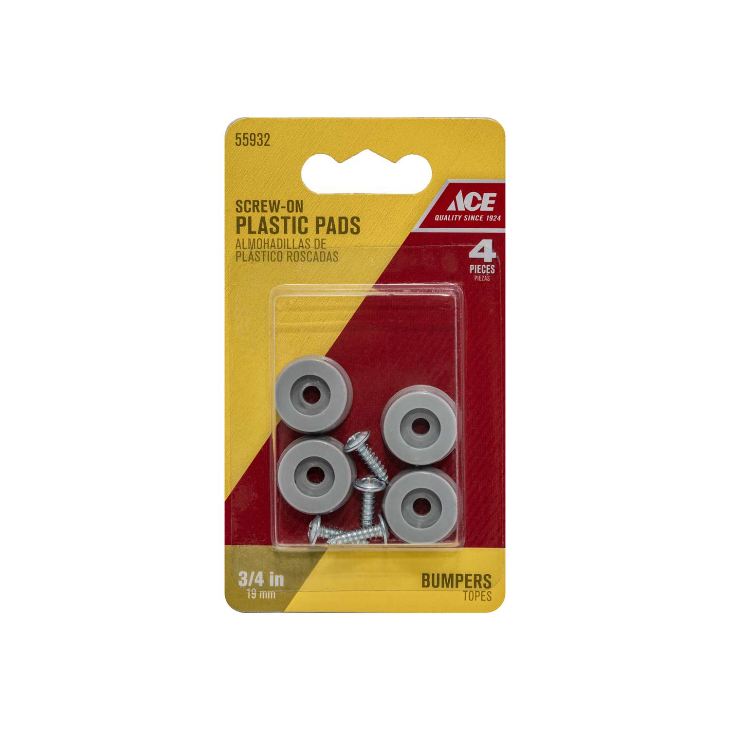 Ace Plastic Bumper Pad Gray Round 3/4 in. W 4 pk Ace Hardware