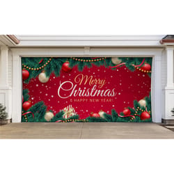 Garage Celebrations Merry Christmas and Happy New Year 7 ft. x 16 ft. Garage Door Cover