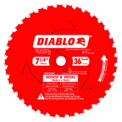 Diablo Wood & Metal 7-1/4 in. D X 5/8 in. TiCo Hi-Density Carbide Wood and Metal Saw Blade 36 teeth