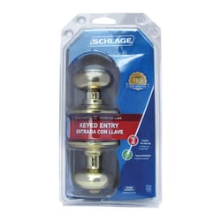 Schlage Georgian Bright Brass Entry Door Knob 1-3/4 in.