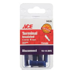 Ace Insulated Wire Female Disconnect Blue 6 pk