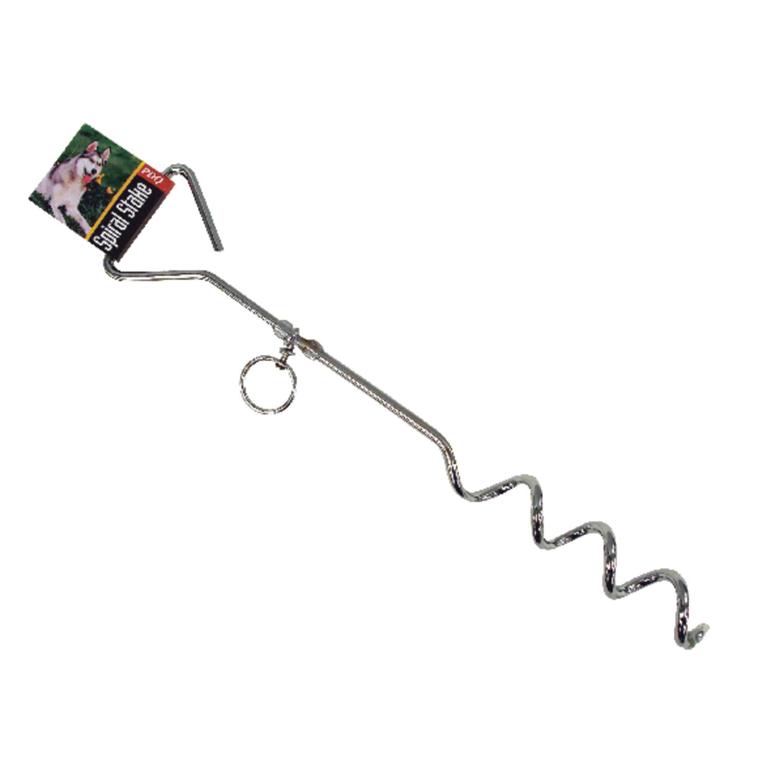 A01312 PDQ Boss Pet Silver Steel Dog Tie Out Stake Large sku A01312