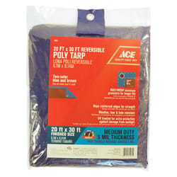 Ace 20 ft. W X 30 ft. L Medium Duty Polyethylene Tarp Blue/Brown