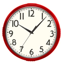 Westclox 9.5 in. L X 9.5 in. W Indoor Modern Analog Wall Clock Glass/Plastic Red