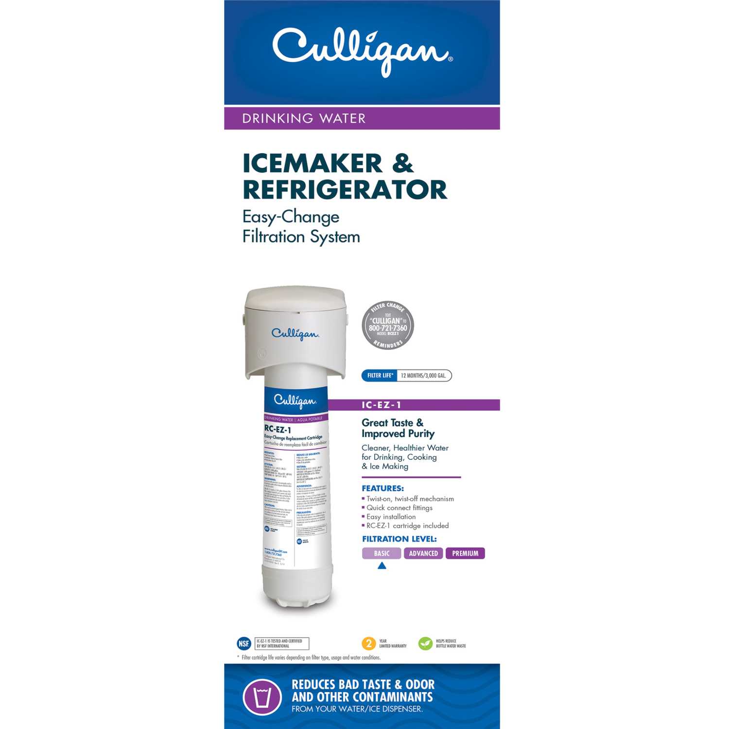 Culligan Easy Change Ice Maker & Refrigerator Dispenser Drinking Water