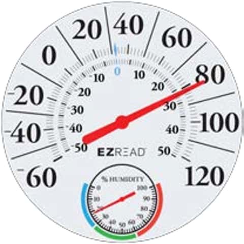 EZREAD Hanging Dial Thermometer - Weather Thermometers for Indoor and  Outdoor Use, Large 12.5 Inch Diameter, Easy-to-Read Numbers, American Flag  on Barn 
