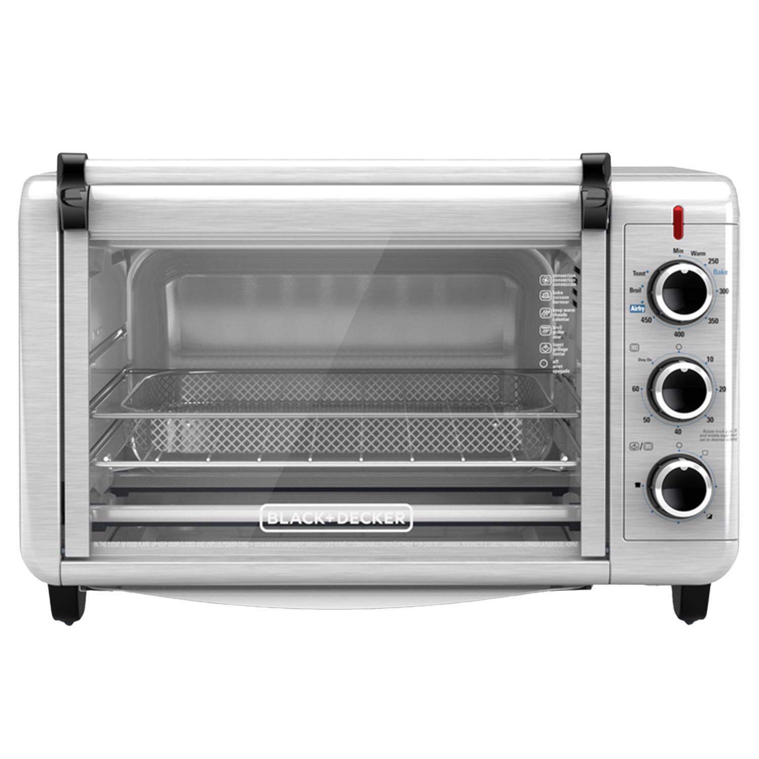 Photos - Toaster Black&Decker Black+Decker Crisp 'N Bake Stainless Steel Black/Silver 6 slot  Ove 