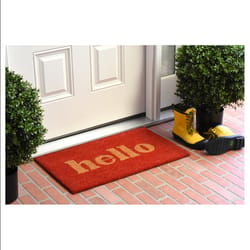 Home & More 2 ft. W X 3 ft. L Red Hello Block Coir Door Mat