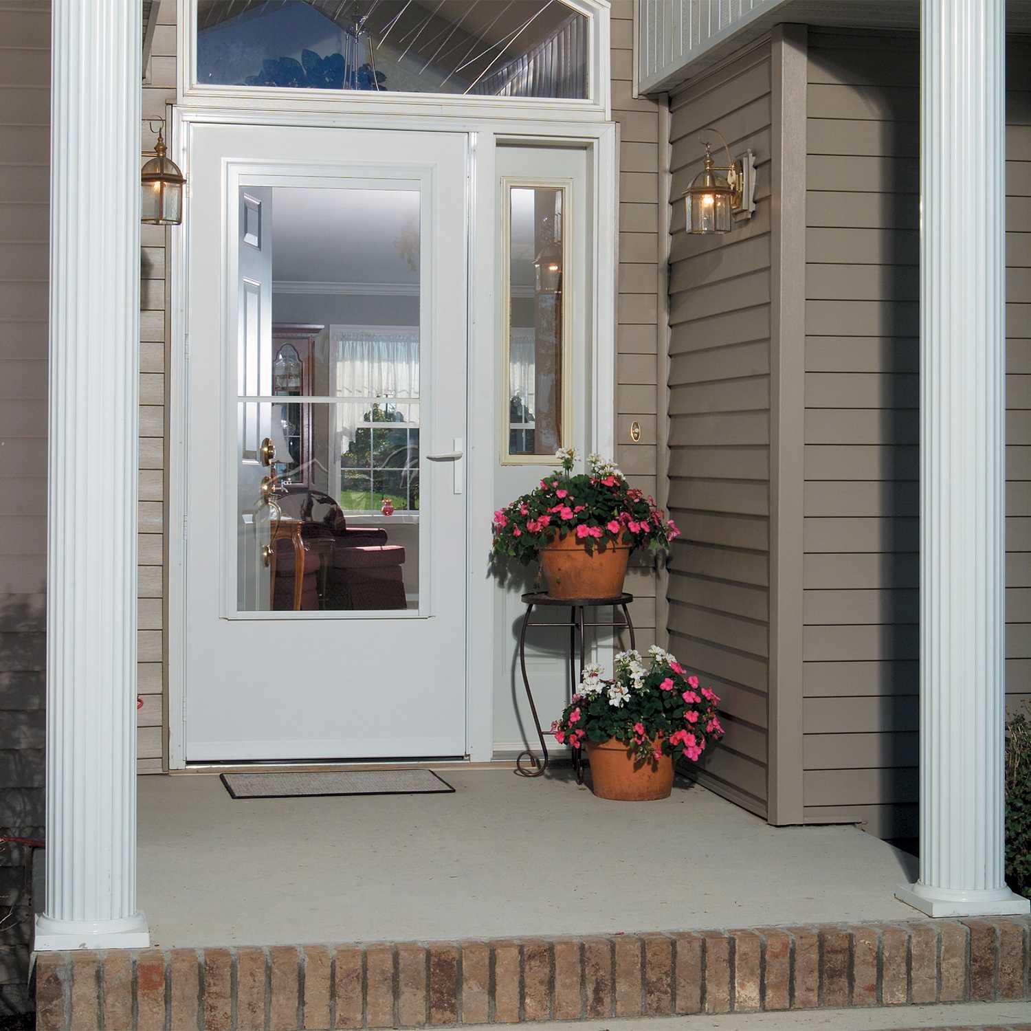 LARSON 81 in. H x 36 in. W Vinyl/Wood White Mid-View ...