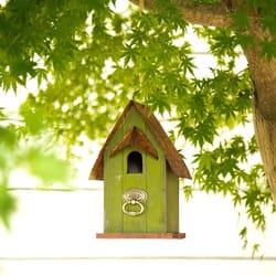Glitzhome 10 in. H X 4.92 in. W X 5.71 in. L Metal and Wood Bird House
