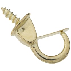 National Hardware Bright Brass Gold Steel 7/8 in. L Safety Cup Hook 10 lb 2 pk
