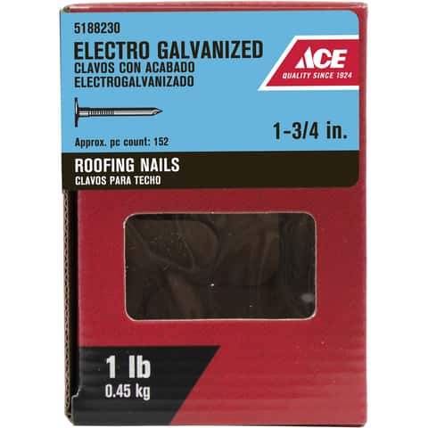 Ace 3/4 in. Roofing Electro-Galvanized Steel Nail Large Head 1 lb