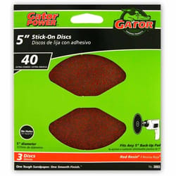 Gator 5 in. Aluminum Oxide Adhesive Sanding Disc 40 Grit Extra Coarse 3 pk