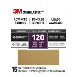 3M Sandblaster 11 in. L X 9 in. W 120 Grit Aluminum Oxide Sandpaper 15 pk