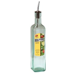 TableCraft Clear Glass/Steel Oil and Vinegar Bottle w/Pourer 16 oz