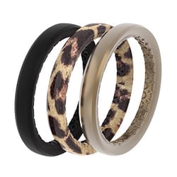 Groove Life Women's Leopard Round Assorted Stackable Rings Silicone Water Resistant Size 8