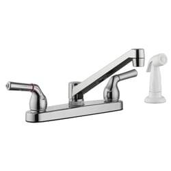 Home Plus Two Handle Chrome Kitchen Faucet Side Sprayer Included