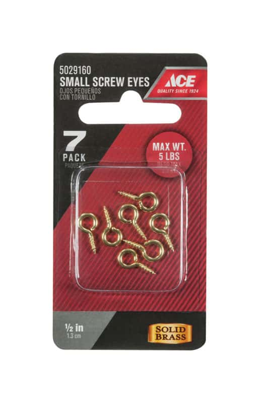 Ace Small Bright Brass Brass 5/8 in. L Cup Hook 8 lb 100 pk - Ace Hardware