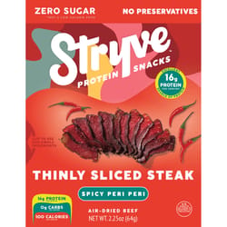 Stryve Biltong Spicy Peri-Peri Beef Strips 2.25 oz Bagged