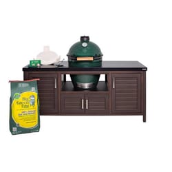 Big Green Egg 18.25 in. Large EGG Package with 72" Modern Farmhouse Table Charcoal Kamado Grill and