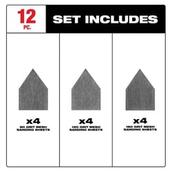 Milwaukee M12 3.75 in. L X 3.625 in. W Aluminum Oxide Assorted Grit Sanding Sheet