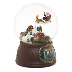 Roman Glitter Dome Multicolored Musical Moving Santa and Train Figurine 7 in.