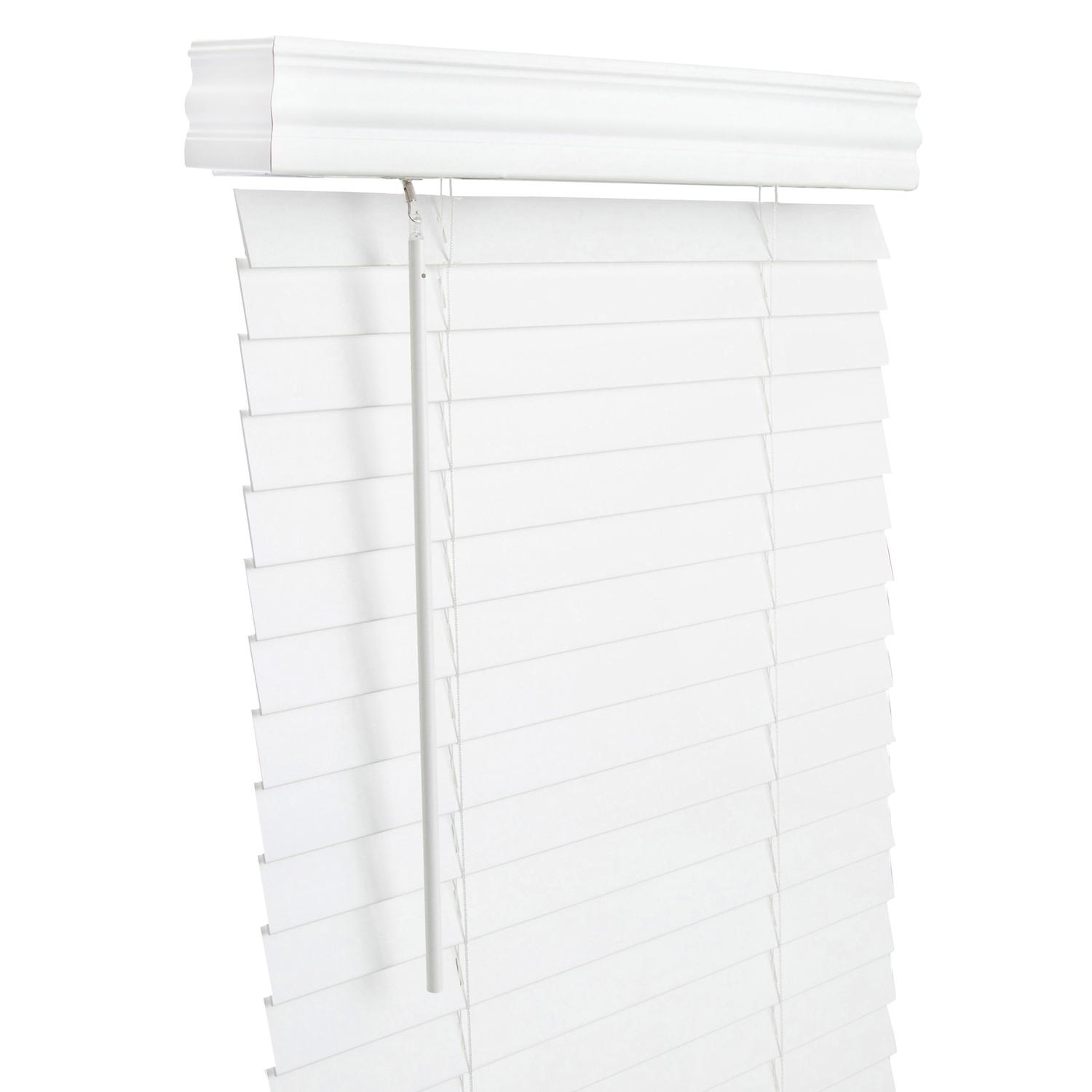 Living Accents Faux Wood 2 in. Mini-Blinds 27 in. W X 60 in. H White Cordless Uae Electronic uaeelectronic.com