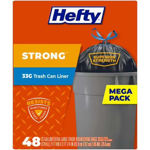 Drawstring Large Trash Bags, 30 gal, 1.05 mil, 30 x 33, Black