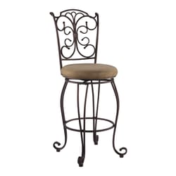 Linon Home Decor Brown Polyester Swivel Conley Barstool 29 in.