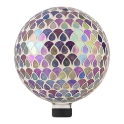 Alpine Multicolored Glass 12 in. H X 10 in. L X 10 in. W Mosaic Flower Gazing Ball