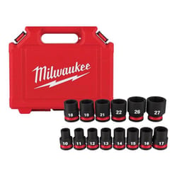 Milwaukee SHOCKWAVE 1/2 in. drive Metric 6 Point Impact Rated Shallow Socket Set 14 pc