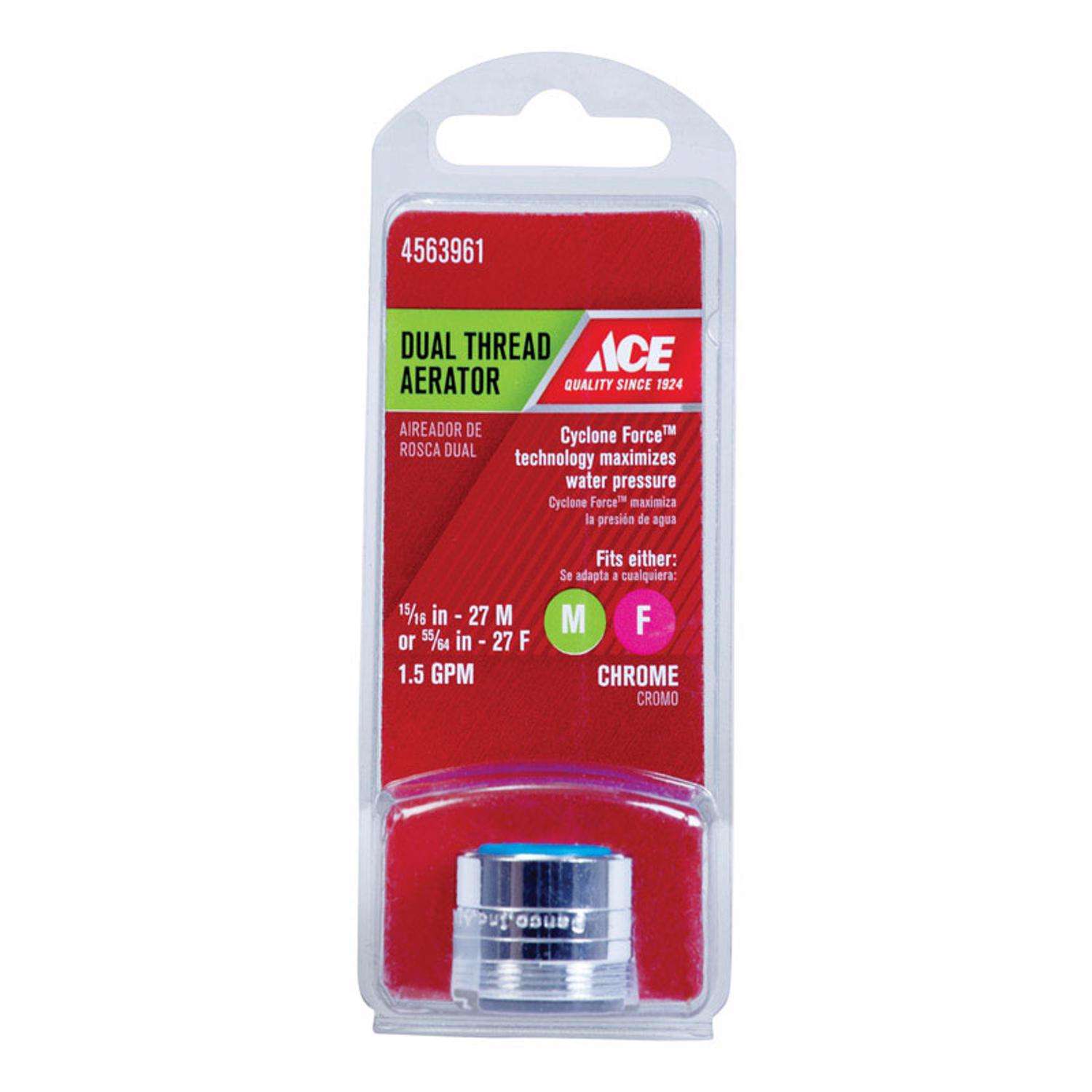 Ace Dual Thread 15/16 in. 27M x 55/64 in.27F Chrome Aerator Adapter