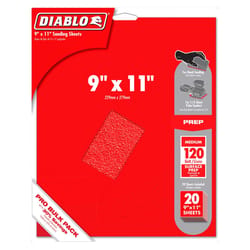 Diablo 9 in. L X 11 in. W 120 Grit Aluminum Oxide Sanding Sheet 20 pk