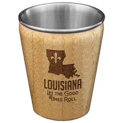 Totally Bamboo 2 oz Brown/Silver Stainless Steel/Wood Louisiana Shot Glass