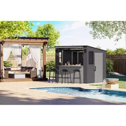 Suncast Cabana Entertainment Shed 8 ft. x 7 ft. Resin Standard Pent Storage Shed with Floor Kit