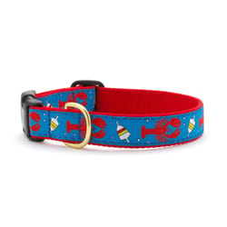 Up Country Blue Lobster and Buoy Nylon Dog Collar Medium