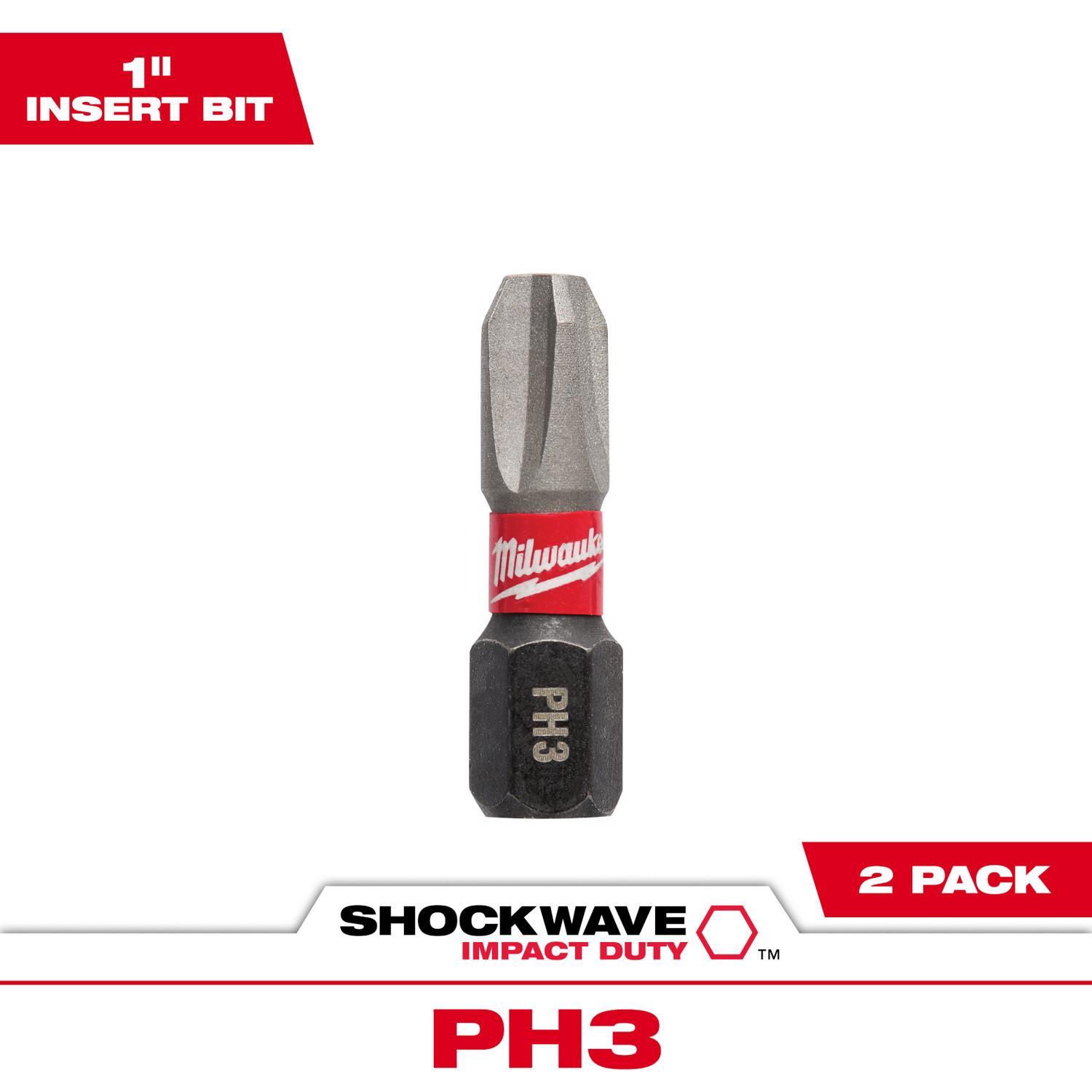 Photos - Drill Bit Milwaukee Shockwave Phillips #3 X 1 in. L Screwdriver Bit Steel 2 pk 48-32 