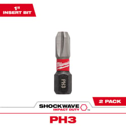 Milwaukee Shockwave Phillips #3 X 1 in. L Screwdriver Bit Steel 2 pk