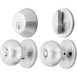 Ace Colonial Satin Nickel Deadbolt and Entry Door Knob 1-3/4 in.