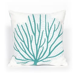 Liora Manne Visions III Aqua Coral Fan Polyester Throw Pillow 20 in. H X 2 in. W X 20 in. L