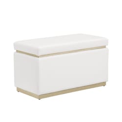 Linon Home Decor Stella White Faux Leather Modern Ottoman 1 pk