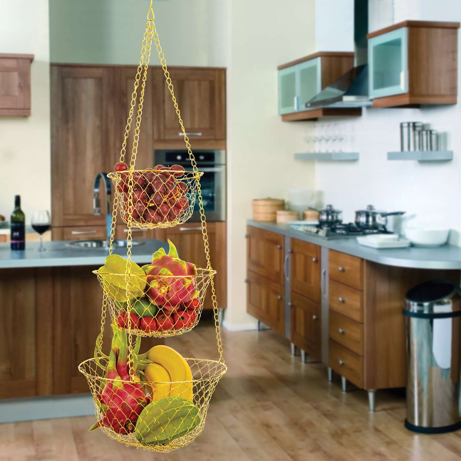 Under Sink Organizers And Storage Hanging Fruit Basket Inside Cabinet Metal  Wire 3 Tier Organizer Kitchen Fruit Produce Bin Rack Baskets Fruit Stand  Produce Storage Z Basket Collection (Black) (Black)