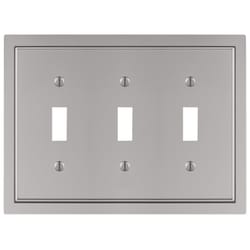 Amerelle Shaker Satin Nickel Gray 3 gang Zinc Toggle Wall Plate 1 pk
